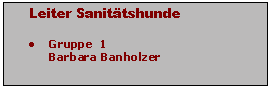 Textfeld: Leiter SanittshundeGruppe  1  	Barbara Banholzer